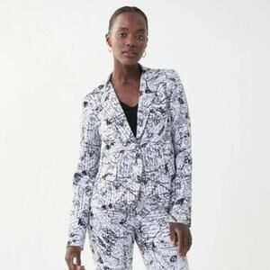 Joseph Ribkoff Statement City Print Blazer Jacket Black White Women’s Size 12